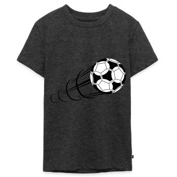 Fußball, Ball, Soccer, Football, Schuss, Tor - Teenager Premium Bio T-Shirt - Anthrazit meliert - Vorne - AI Model Teenager Male light (155cm)