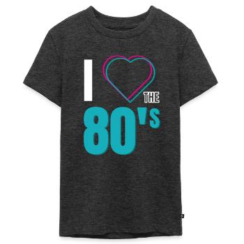 I LOVE THE 80'S - Teenager Premium Bio T-Shirt - Anthrazit meliert - Vorne - AI Model Teenager Male light (155cm)