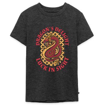 Jahr Des Drachen 2024 - Teenager Premium Bio T-Shirt - Anthrazit meliert - Vorne - AI Model Teenager Male light (155cm)