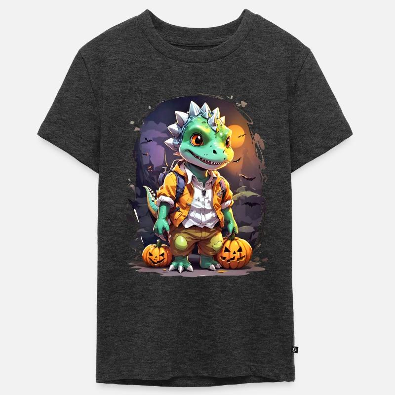 Halloween Dino Modèle vierge 8.0 - T-shirt Premium bio Ado - anthracite chiné