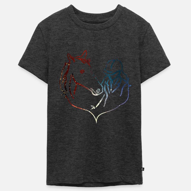 CHEVAL CHEVAL CHEVAL CAVALIÈRE - T-shirt Premium bio Ado - anthracite chiné