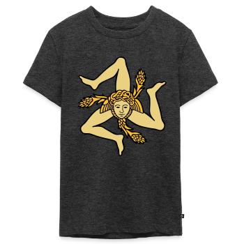 Sizilien Trinacria sizilianische Flagge Sicilia - Teenager Premium Bio T-Shirt - Anthrazit meliert - Vorne - AI Model Teenager Male light (155cm)