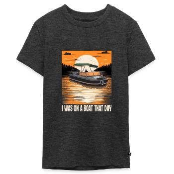I Was On A Boat That Day Funny Motorboating Quote - Teenager Premium Organic T-Shirt - heather anthracite - Front - AI Model Teenager Male light (155cm)