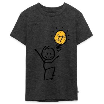Idées ampoules, idée géniale. séance de brainstorming - T-shirt Premium bio Ado - anthracite chiné - Devant - AI Model Teenager Male light (155cm)