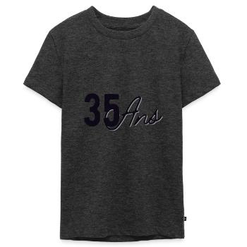 35 Ans - T-shirt Premium bio Ado - anthracite chiné - Devant - AI Model Teenager Male light (155cm)