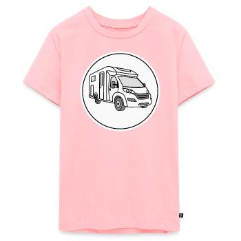 Wohnmobil (teilintegriert) in rundem weißen Logo - Teenager Premium Bio T-Shirt - Rosa - Vorne