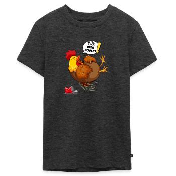 Le Poulet Cartoon Mort de rire (mdr) - T-shirt Premium bio Ado - anthracite chiné - Devant - AI Model Teenager Male light (155cm)