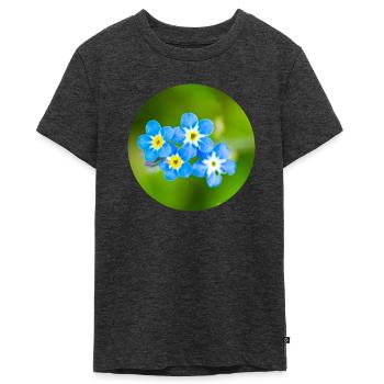 Groupe de fleurs en bleu - T-shirt Premium bio Ado - anthracite chiné - Devant - AI Model Teenager Male light (155cm)