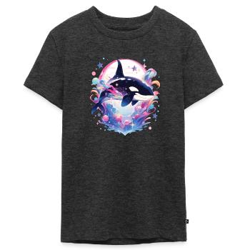 Killer Whale - Teenager Premium Bio T-Shirt - Anthrazit meliert - Vorne - AI Model Teenager Male light (155cm)