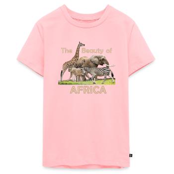 Girafe, Éléphant, Guépard, Zèbre, Faune africaine - T-shirt Premium bio Ado - rose - Devant