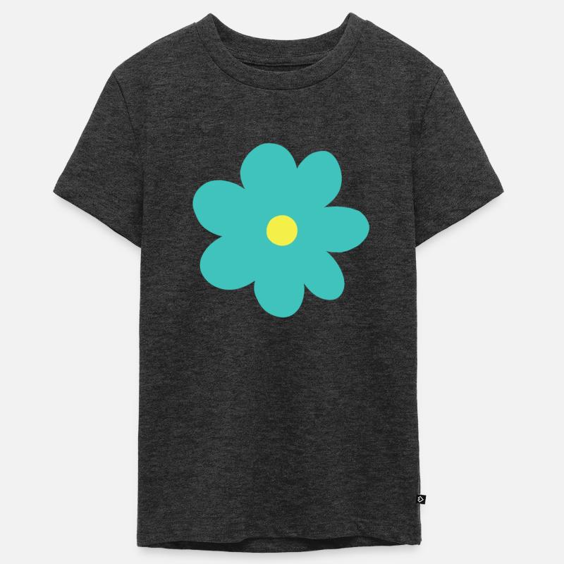 Mintfarbene Blume - Teenager Premium Bio T-Shirt - Anthrazit meliert