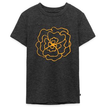 Flower Blume Pflanze - Teenager Premium Bio T-Shirt - Anthrazit meliert - Vorne - AI Model Teenager Male light (155cm)