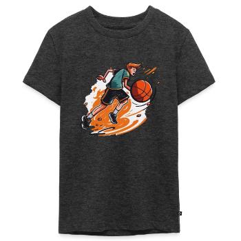 Joueur professionnel de basketball avec une vitesse maximale - T-shirt Premium bio Ado - anthracite chiné - Devant - AI Model Teenager Male light (155cm)