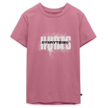 EVERYTHING HURTS - police blanche noire - T-shirt Premium bio Ado - mauve - Devant - AI Model Teenager Male light (155cm)