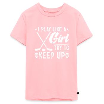Eishockey Mädchen - Teenager Premium Bio T-Shirt - Rosa - Vorne