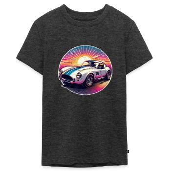Oldtimer Sonnenuntergang - Teenager Premium Bio T-Shirt - Anthrazit meliert - Vorne - AI Model Teenager Male light (155cm)