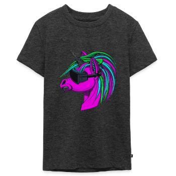 Punk Rock Einhorn - Teenager Premium Bio T-Shirt - Anthrazit meliert - Vorne - AI Model Teenager Male light (155cm)
