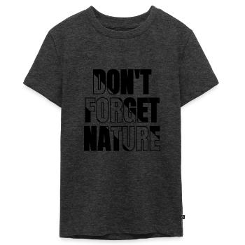 Dont forget nature (bw) - Teenager Premium Organic T-Shirt - heather anthracite - Front - AI Model Teenager Male light (155cm)