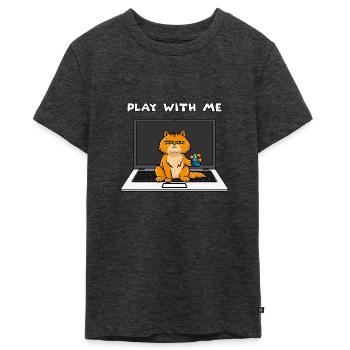 genervte Katze - Teenager Premium Bio T-Shirt - Anthrazit meliert - Vorne - AI Model Teenager Male light (155cm)