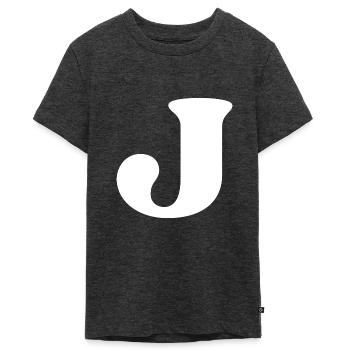 Buchstabe j - Teenager Premium Bio T-Shirt - Anthrazit meliert - Vorne - AI Model Teenager Male light (155cm)