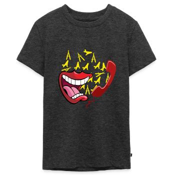 Annoying call - Teenager Premium Organic T-Shirt - heather anthracite - Front - AI Model Teenager Male light (155cm)