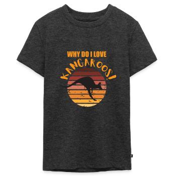 Warum ich Kängurus liebe Why I Do Lve Kangaroos - Teenager Premium Bio T-Shirt - Anthrazit meliert - Vorne - AI Model Teenager Male light (155cm)