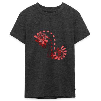 red ornament shaded - Teenager Premium Organic T-Shirt - heather anthracite - Front - AI Model Teenager Male light (155cm)