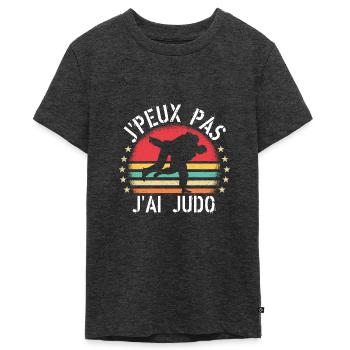 J Peux Pas J Ai Judo cadeau vintage - T-shirt Premium bio Ado - anthracite chiné - Devant - AI Model Teenager Male light (155cm)
