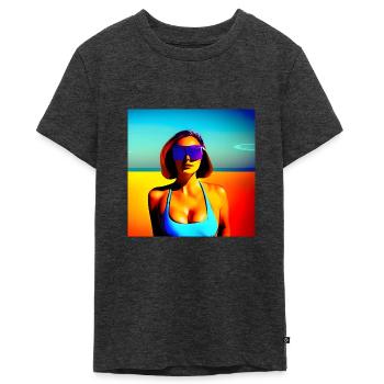 Letzte Sonne auf dem Mars - Teenager Premium Bio T-Shirt - Anthrazit meliert - Vorne - AI Model Teenager Male light (155cm)