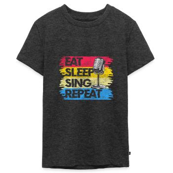 Singing Singer Voice - Teenager Premium Organic T-Shirt - heather anthracite - Front - AI Model Teenager Male light (155cm)