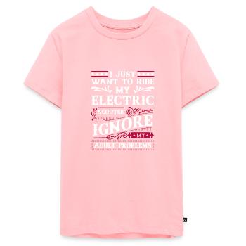 Rollerfahrer Elektrisch E-Roller Ladestation - Teenager Premium Bio T-Shirt - Rosa - Vorne