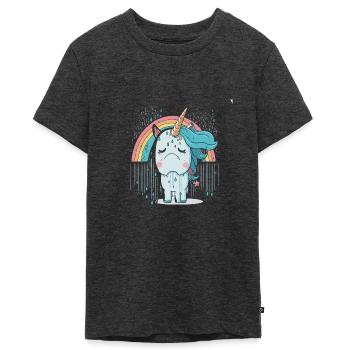 Unicorn in Pain - Teenager Premium Organic T-Shirt - heather anthracite - Front - AI Model Teenager Male light (155cm)