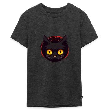 Chat noir curieux - T-shirt Premium bio Ado - anthracite chiné - Devant - AI Model Teenager Male light (155cm)