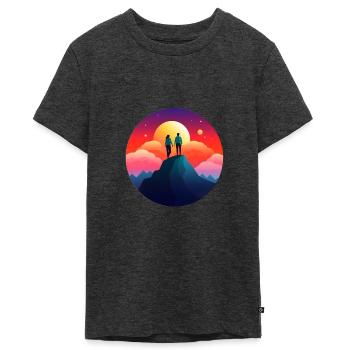 Sommet dans l’espace - T-shirt Premium bio Ado - anthracite chiné - Devant - AI Model Teenager Male light (155cm)
