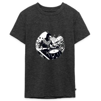Rythme en noir et blanc - T-shirt Premium bio Ado - anthracite chiné - Devant - AI Model Teenager Male light (155cm)
