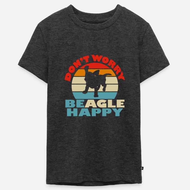 Don't worry BEAGLE happy - Teenager Premium Bio T-Shirt - Anthrazit meliert
