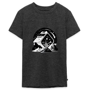 Space City 03 - Teenager Premium Bio T-Shirt - Anthrazit meliert - Vorne - AI Model Teenager Male light (155cm)