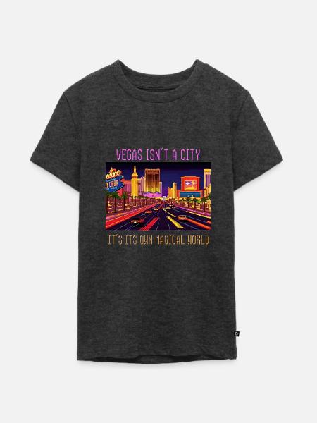 Vegas n’est pas une ville C’est son propre monde magique - T-shirt Premium bio Ado - anthracite chiné