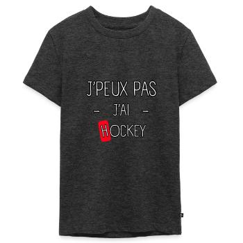 J'peux pas j'ai Hockey - T-shirt Premium bio Ado - anthracite chiné - Devant - AI Model Teenager Male light (155cm)