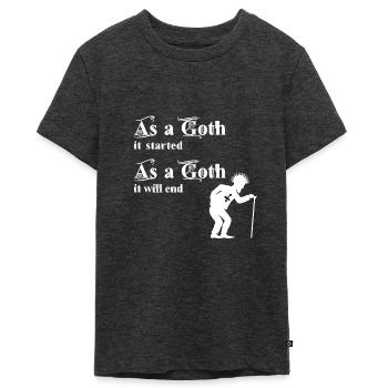 As a Goth it started - As a Goth it will end - Teenager Premium Organic T-Shirt - heather anthracite - Front - AI Model Teenager Male light (155cm)
