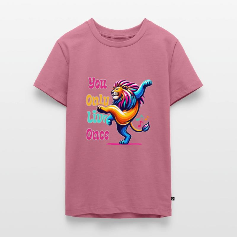 Fröhlicher Löwe Teenager Premium Bio T-Shirt