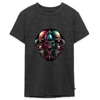 Skulls of Despair Gross - Teenager Premium Bio T-Shirt - Anthrazit meliert - Vorne - AI Model Teenager Male light (155cm)