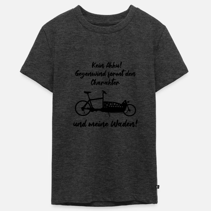 Pas de batterie, le vent de face façonne le caractère et les mollets - T-shirt Premium bio Ado - anthracite chiné