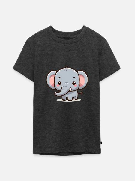 Éléphant mignon - T-shirt Premium bio Ado - anthracite chiné