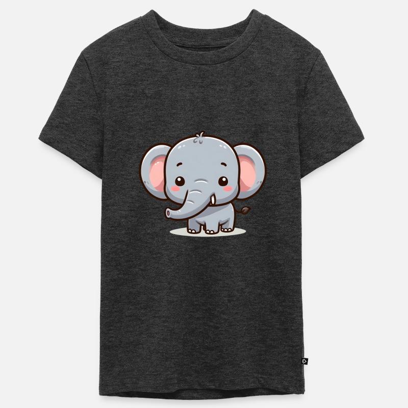 Süßer Elefant - Teenager Premium Bio T-Shirt - Anthrazit meliert