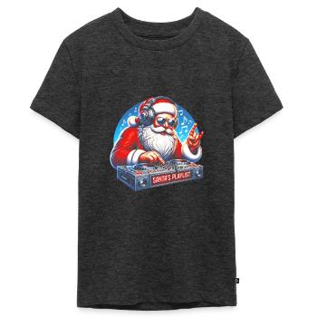 Santa's playlist - Teenager Premium Organic T-Shirt - heather anthracite - Front - AI Model Teenager Male light (155cm)
