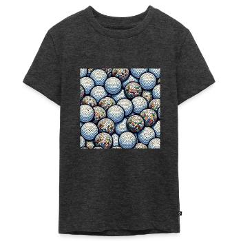 Golf Ball Mosaic - Teenager Premium Organic T-Shirt - heather anthracite - Front - AI Model Teenager Male light (155cm)