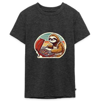 Grillmeister - Teenager Premium Bio T-Shirt - Anthrazit meliert - Vorne - AI Model Teenager Male light (155cm)