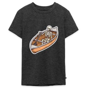 Squelette dans l’aventure en bateau - T-shirt Premium bio Ado - anthracite chiné - Devant - AI Model Teenager Male light (155cm)