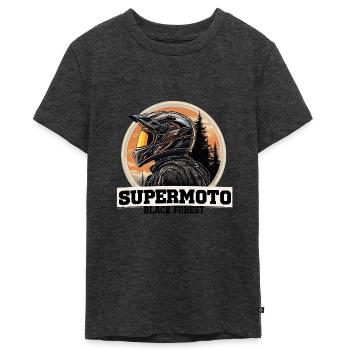 Black Forest Freedom – motorcycle helmet design in dream - Teenager Premium Organic T-Shirt - heather anthracite - Front - AI Model Teenager Male light (155cm)